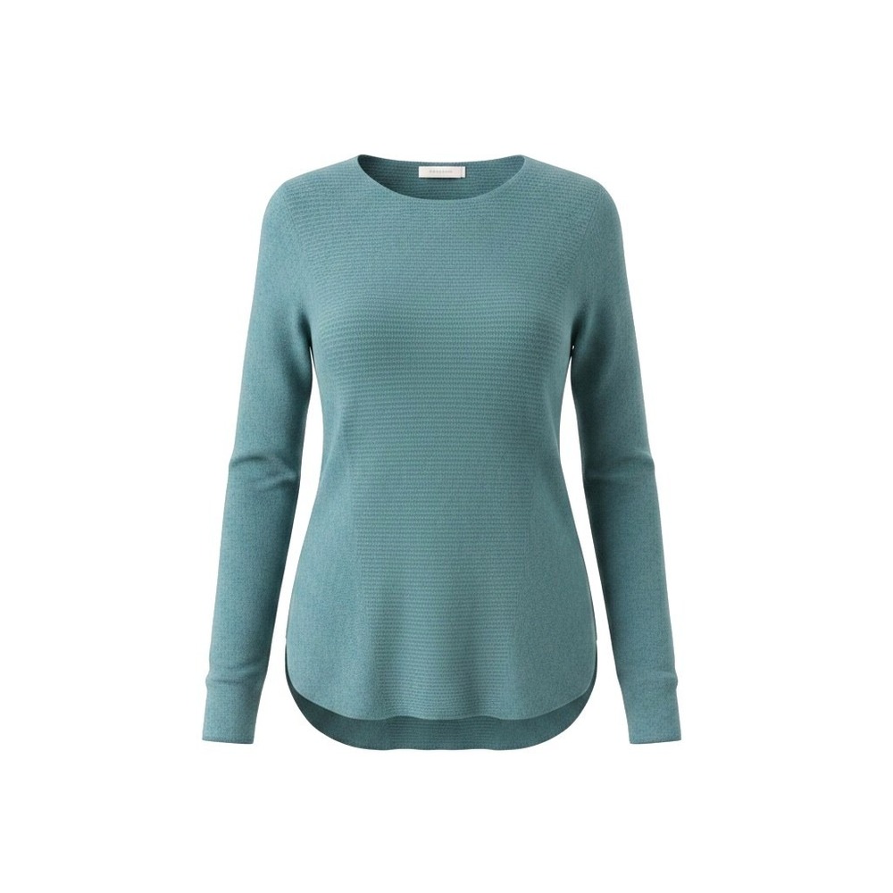 Max Studio Womens 100% 2-Ply Cashmere Ribbed Panel Sweater Teal Blue Small - Picture 2 of 6